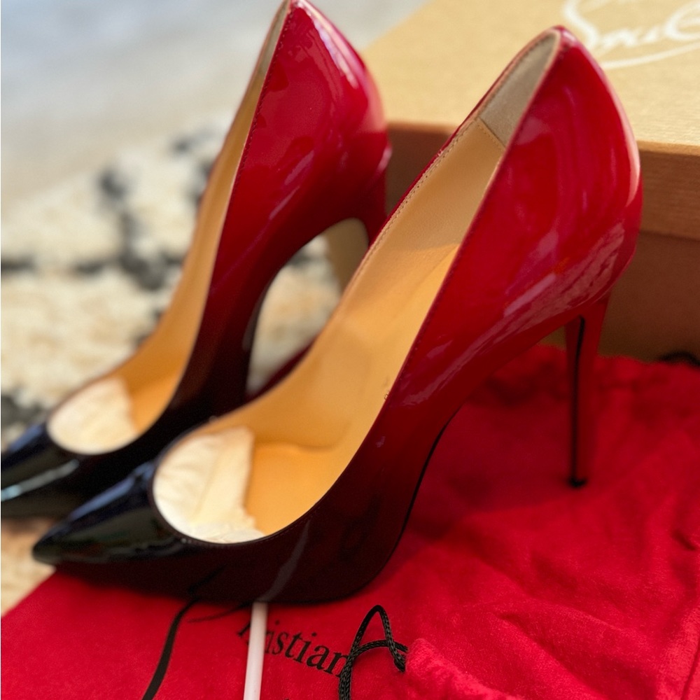 Christian Louboutin Kate 100 Pumps EU 37 US 7 Black Red Degrade High Heels